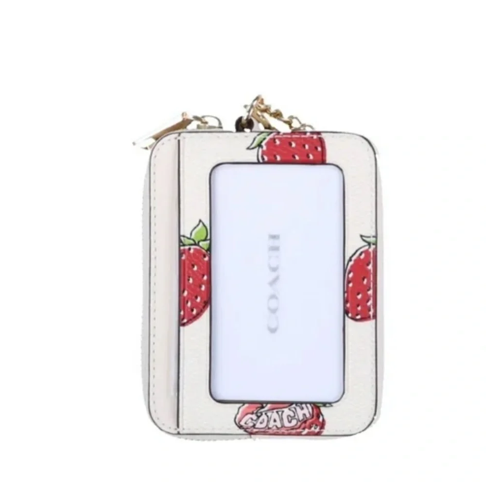 NWT! Coach Red Strawberry Cream Card Holder Wallet - Picture 2 of 7
